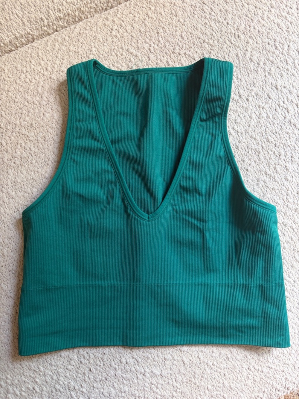 Athleta Teal V-Neck Ribbed Tank Top